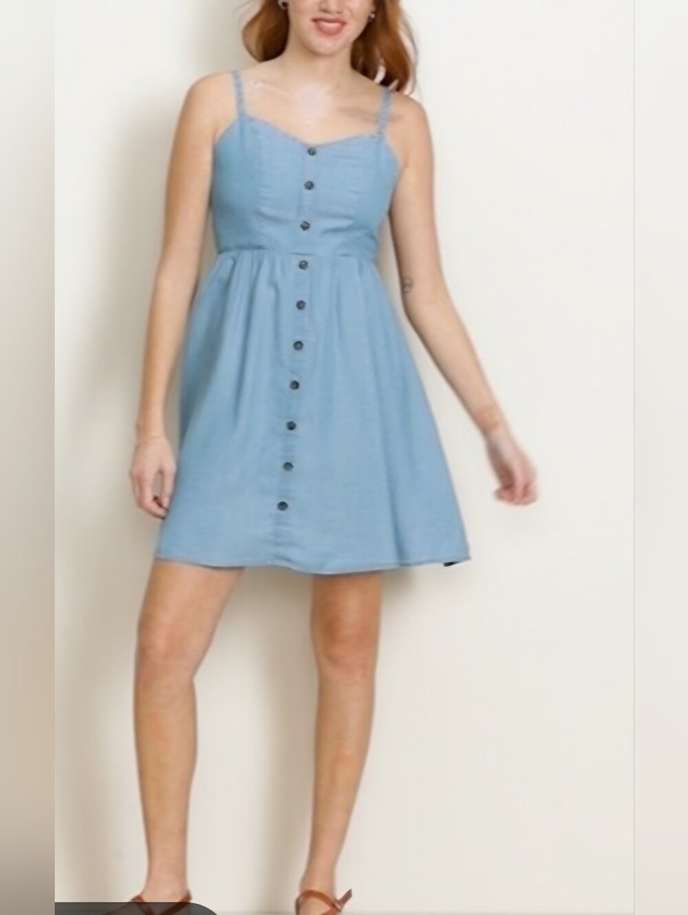 Old Navy Light Blue Button-Front Mini Sundress